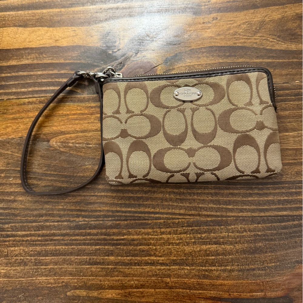 Coach Brown Signature Wristlet
